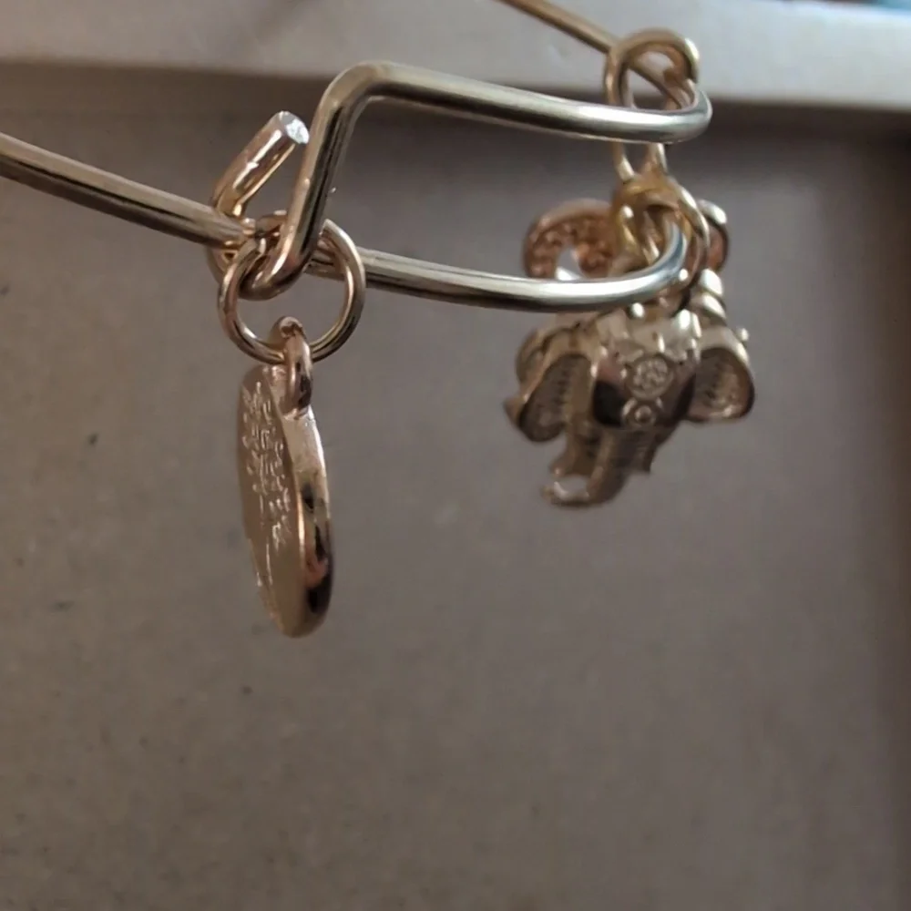 Gold Charm Bracelet with Elephant and Heart Accents